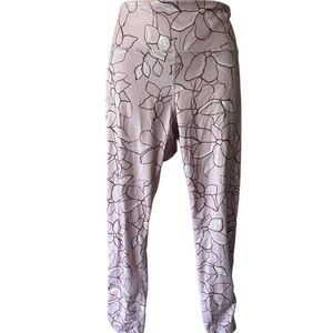 JoyLab Floral Print Workout Leggings - Light Pink and White